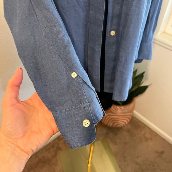 Ralph Lauren Blue 100% Linen Long Sleeve Button Down Layering Shirt Size Large - Picture 5 of 10